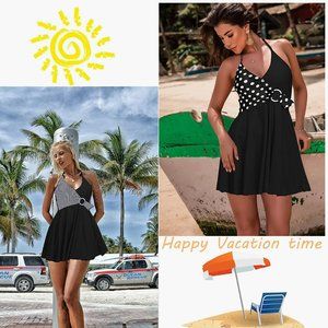 Swimsuit for Women Tankini Two Piece Swim Dress Plus Size Bathing Suits Tummy Co